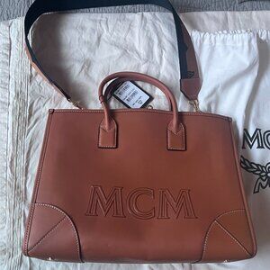 MCM Toni Tote Medium Brown Leather New With Tags